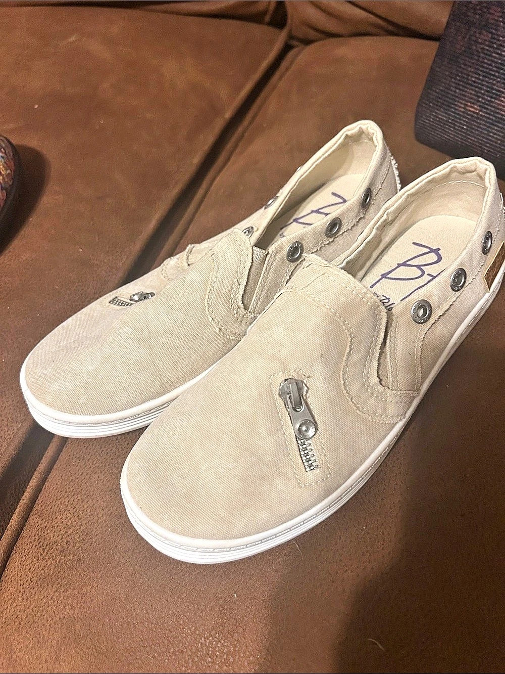 Blowfish Women's Beige Slip-On Sneakers